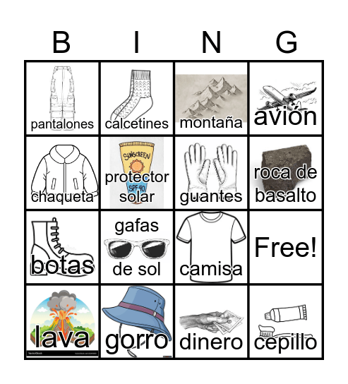 Spanish Bingo Card