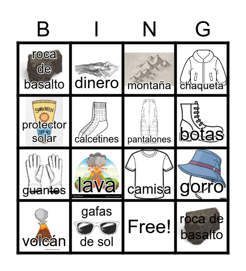 Spanish Bingo Card