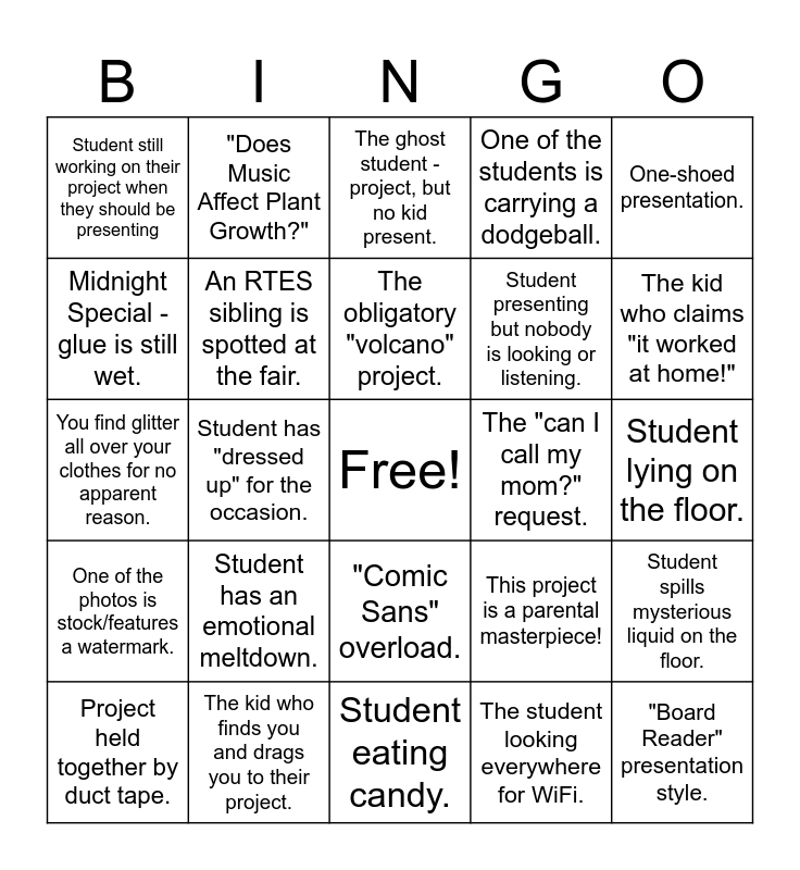 2026 STEM Fair Bingo Card