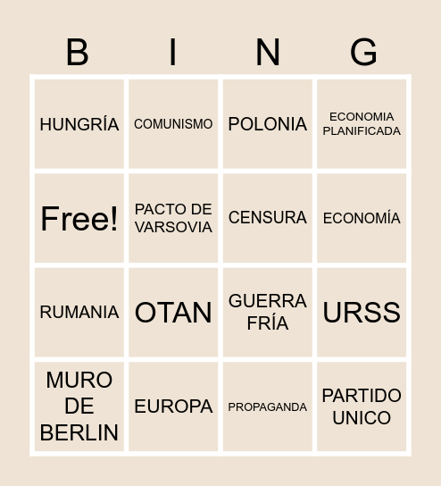 BLOQUE SOVIETICO Bingo Card