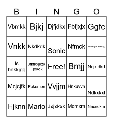 School Bingo Card