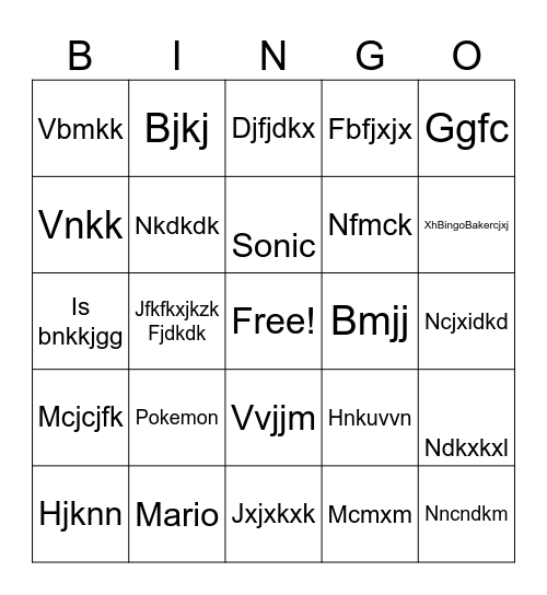School Bingo Card