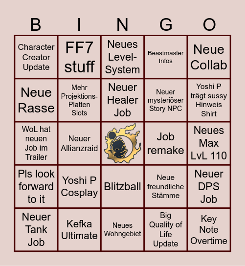 FFXIV Fan Fest NA Bingo Card