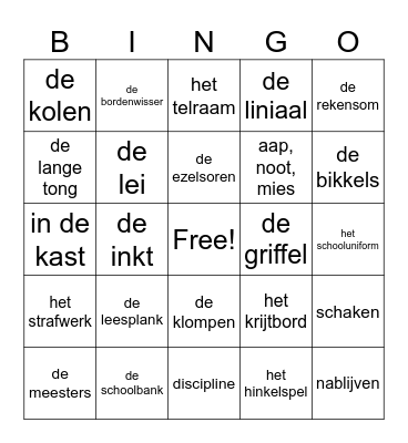 De school van Toen Bingo Card