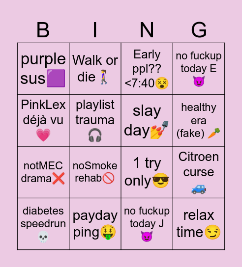 K DAY Bingo Card