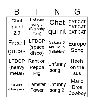 AI Generated Songs Bingo Card