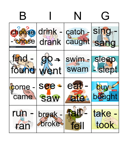 Verbs in past Bingo Card