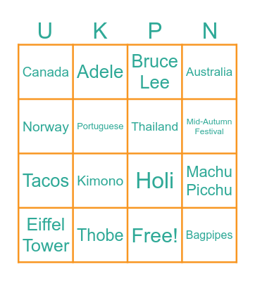 World Culture Day Bingo Card