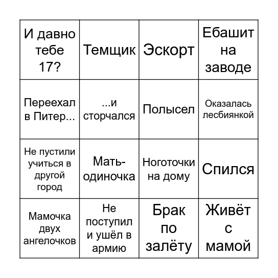 Встреча выпускников бинго Bingo Card