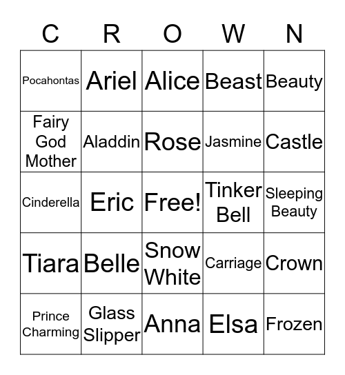 PRINCESS BINGO Card