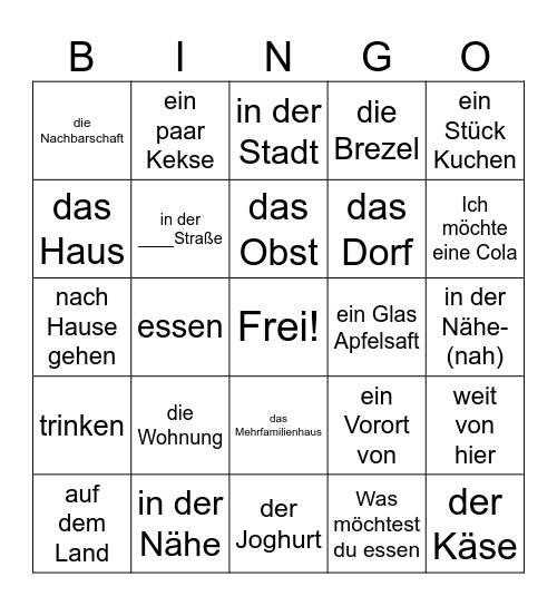 Wohnen Bingo Card
