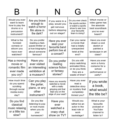 Culture Bingo Card