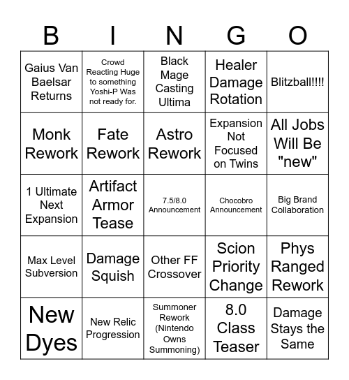 Fan Fest Bingo Card