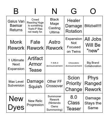 Fan Fest Bingo Card