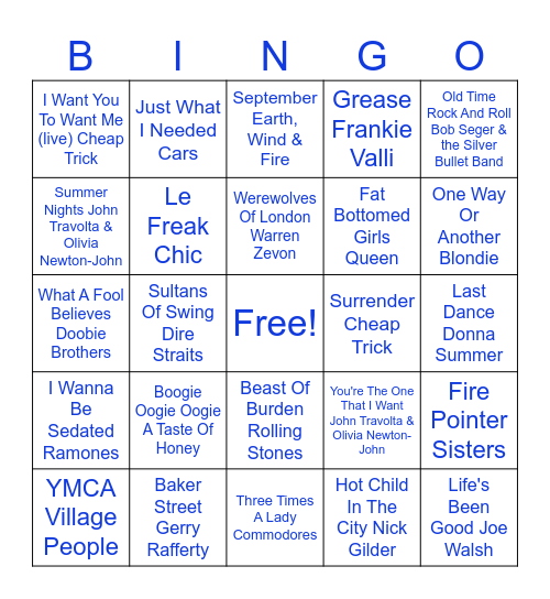 1978 Bingo Card
