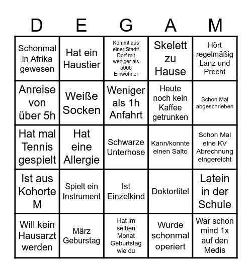 Nachwuchs-BINGO Card