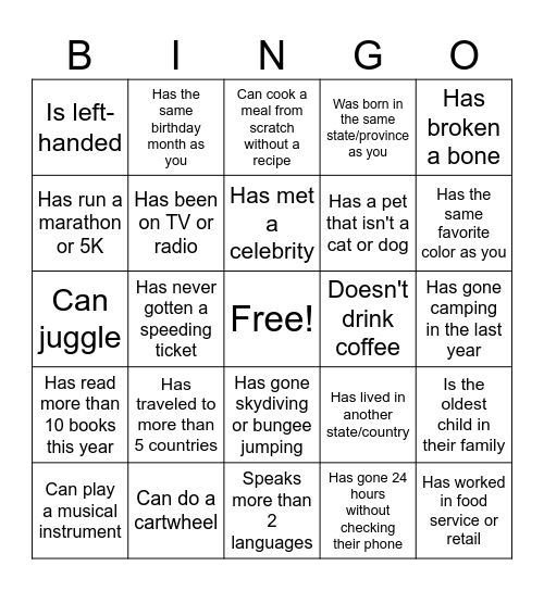 ADS Bingo Card