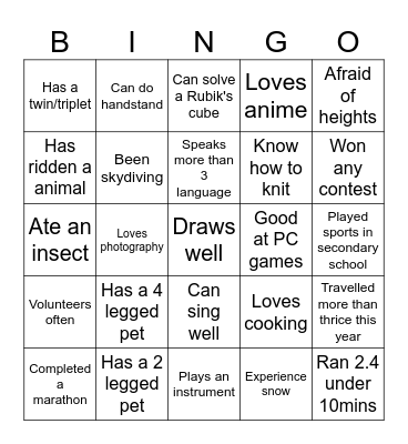 Know You Bingo Card