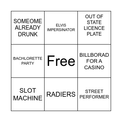 Las Vegas Trip 2026 Bingo Card