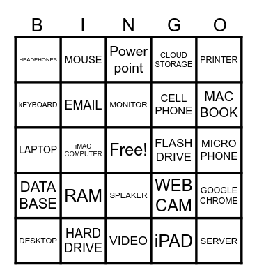 TECHNOLOGY Bingo Card
