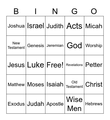 Bible Bingo Card