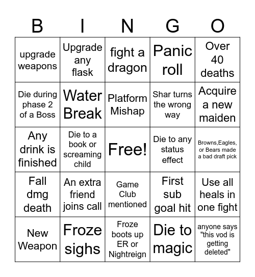 Drunken Ring Bingo Card
