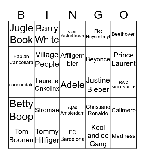 Borrekens Bingo Kwis 2013 Bingo Card