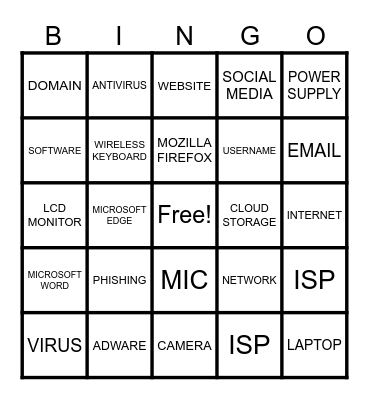 TECHNOLOGY Bingo Card
