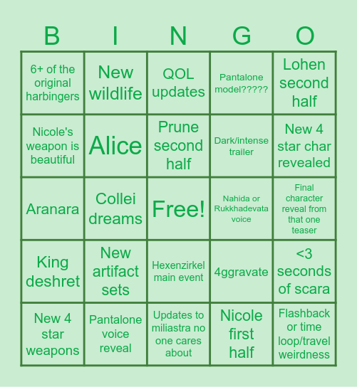 SUMERU BABYYYYY!!!!! Bingo Card