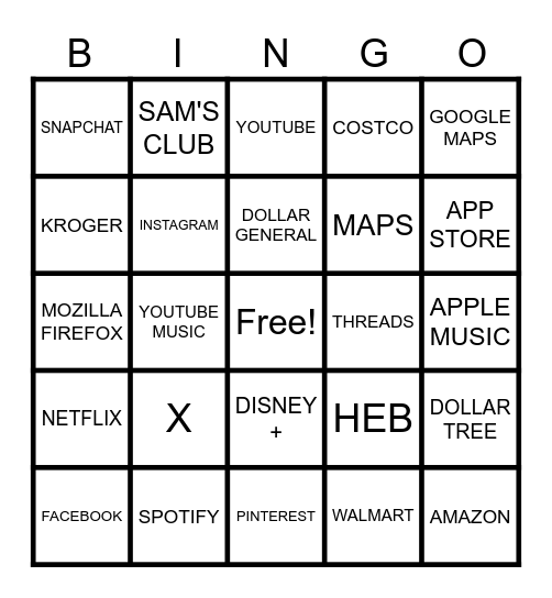 CELLPHONE GOOAPPS Bingo Card