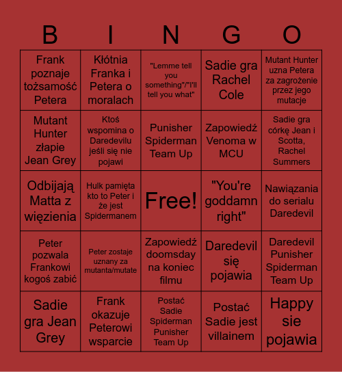 Brand New Day Bingo Card