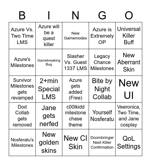 Azure Update Bingo Card