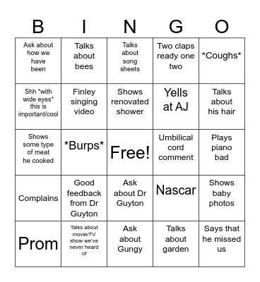 Mr Cole Bingo Card