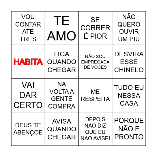 BINGO - DIA DAS MAES - HABITA Bingo Card