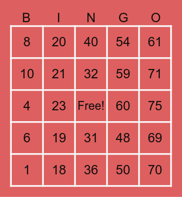 Scaya Bingo Card