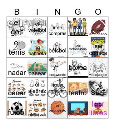 CCHS--Spanish 1, Unit 4 (Hobbies and Pastimes) Bingo Card