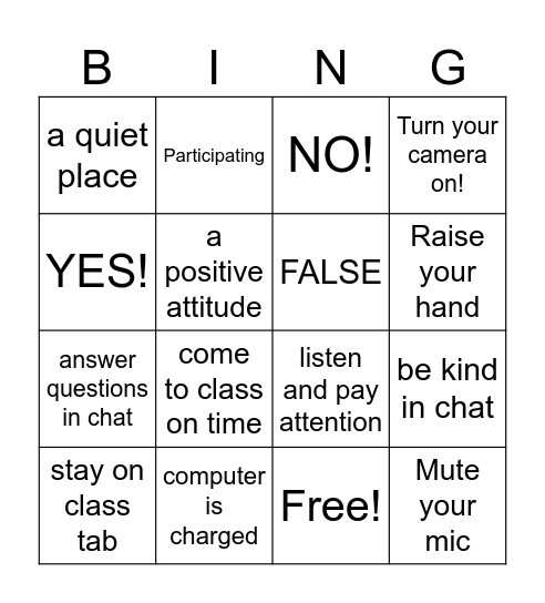 cyber expectations Bingo Card