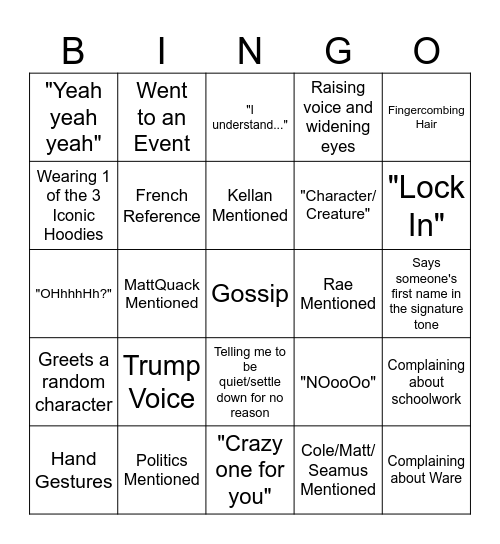 Bousquet Bingo Card