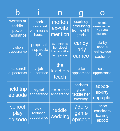 abbott season six bingo Card