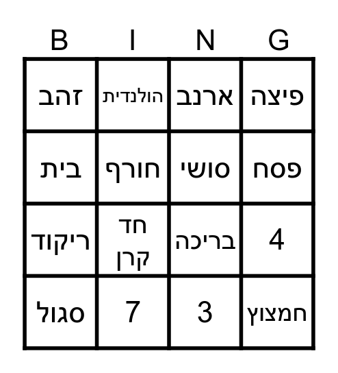 נועה ועדן Bingo Card