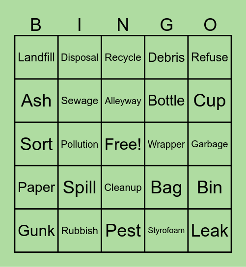 Trash Bingo Card