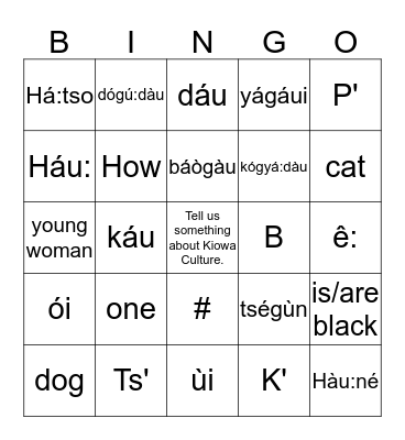 "Bá:gàu:" Bingo Card