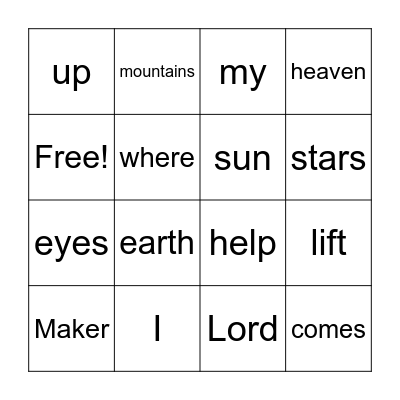 Psalm 121:1-2 Bingo Card