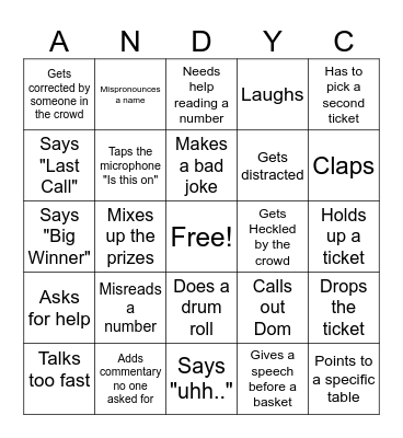 ANDY C BINGO Card