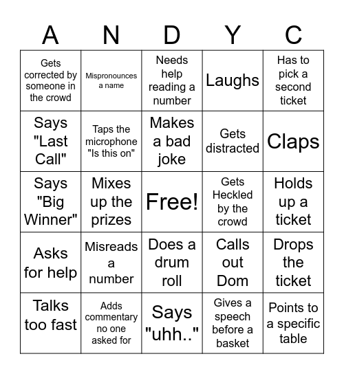 ANDY C BINGO Card