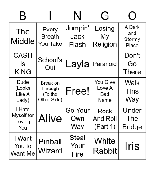 Classic Music Bingo- Rnd 4 Bingo Card
