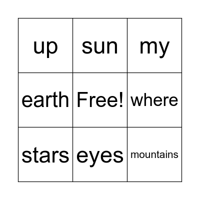 Psalm 121:1-2 Bingo Card
