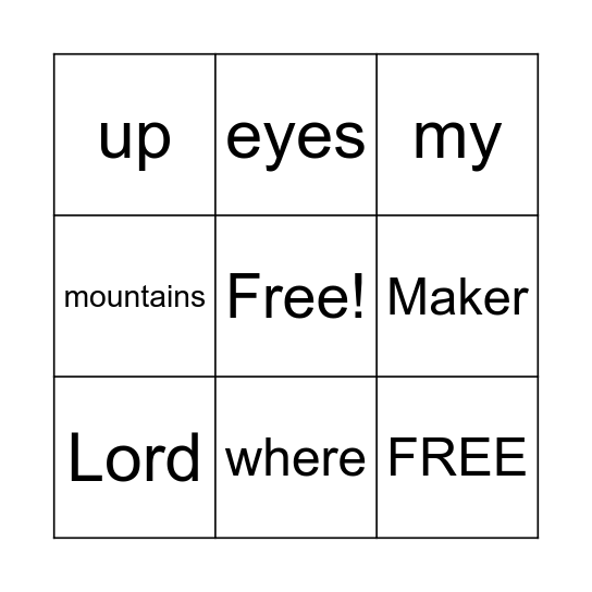 Psalm 121:1-2 Bingo Card