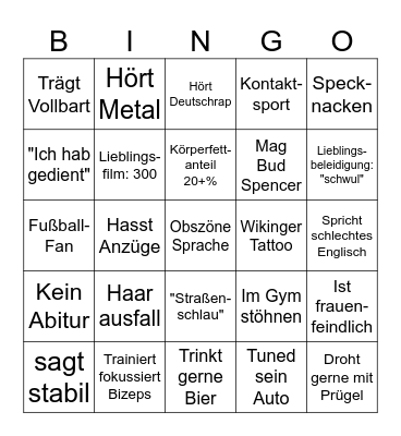 Ork Bingo Card