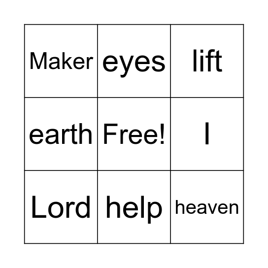 Psalm 121:1-2 Bingo Card